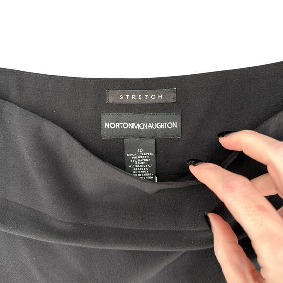 Vintage Y2K Norton McNaughton Black A-Line Midi Skirt 10 Floral Embroidery - Picture 4 of 5